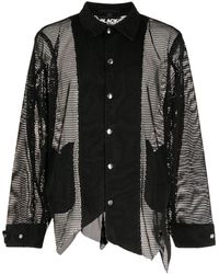 COMME DES GARÇON BLACK - Asymmetric Open-knit Shirt Jacket - Lyst