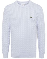 Lacoste - Logo-embroidered Cable-knit Jumper - Lyst