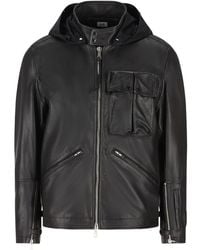 C.P. Company - Goggle-Detail Leather Jacket - Lyst