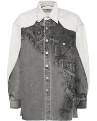 Feng Chen Wang - Printed Denim Jacket - Lyst