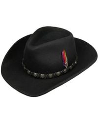 Stetson - Feather-Detail Leather-Trimmed Hat - Lyst