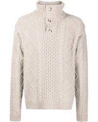Nanushka - Button-Collar Cable-Knit Jumper - Lyst