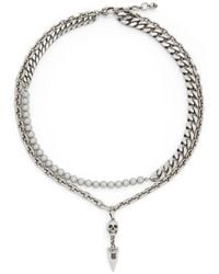 Alexander McQueen - Skull Pearl-Embellished Stud Necklace - Lyst