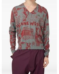 Vivienne Westwood - Julian Orb-Embroidery V-Neck Sweater - Lyst