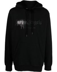 Palm Angels Rhinestone Sprayed Hoodie Sweatshirt - Black