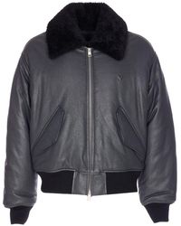 Ami Paris - Zip-Up Leather Bomber Jacket - Lyst