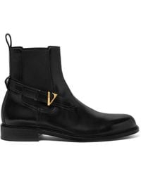 Versace - V Leather Chelsea Boots - Lyst