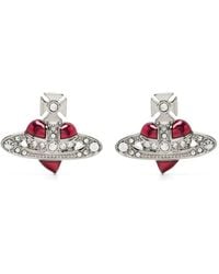 Vivienne Westwood - New Diamante Heart Stud Earrings - Lyst