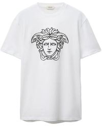 Versace - Embroidered Medusa Head Cotton T-Shirt - Lyst