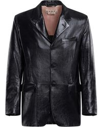Marni - Polished-Finish Leather Jacket - Lyst