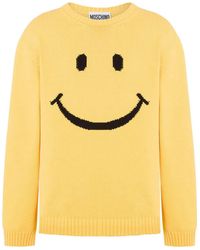 Moschino - Cotton Blend Knit Sweater With Playful Embroidery - Lyst