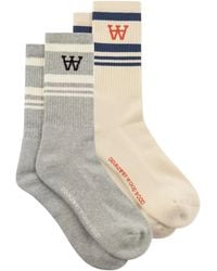 WOOD WOOD - Ryder Striped Logo Socks (Set Of Two) - Lyst