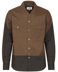 MM6 by Maison Margiela - Two-Tone Button-Down Patch-Pocket Shirt - Lyst