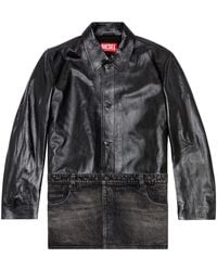 DIESEL 'L-Hein' Leather Jacket in Black for Men | Lyst