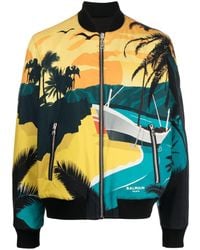 Balmain - Reversible Graphic-Print Bomber Jacket - Lyst