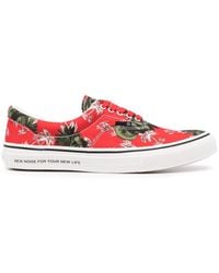 Undercover Palm Tree-print Trainers - Red