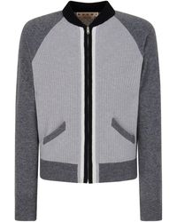 Marni - Ribbed-Panel Zip-Up Sweatshirt - Lyst