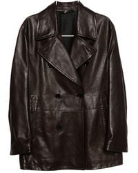 Brioni - Double-Breasted Leather Jacket - Lyst