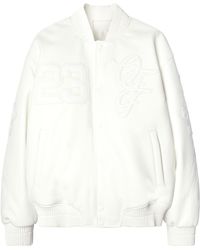 Off-White c/o Virgil Abloh - Natlover Oversized Logo-appliquéd Full-grain Leather Varsity Jacket - Lyst