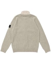 Stone Island - Logo-Patch Button-Up Sweater - Lyst