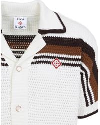 CASABLANCA - Tennis Stripe Crochet Short Sleeve Shirt - Lyst