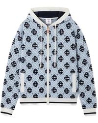 CASABLANCA - Merino Monogram Zip‑Up Hooded Sweatshirt - Lyst