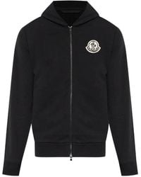 Moncler - Sketched Logo Zip-Up Cotton Hoodie - Lyst
