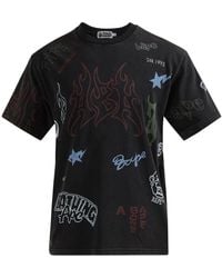 A Bathing Ape - World Gone Mad Graphic-Print T-Shirt - Lyst