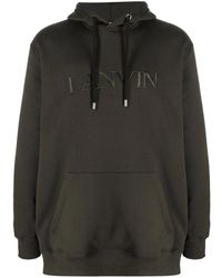 Lanvin - Logo-embroidered Cotton Hoodie - Lyst
