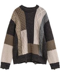 GANT - Patchwork Cable-Knit Sweater - Lyst