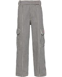 KENZO - Straight-Cut Striped Army Jeans - Lyst