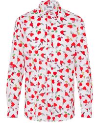 Moschino - Long-Sleeve Button-Up Shirt With Playful Heart And Cherry Print - Lyst