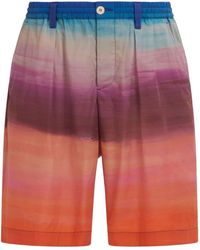Marni - Painterly-Print Pleated Cotton Shorts - Lyst