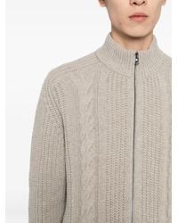 Tagliatore - Cable-Knit Zip-Up Cardigan - Lyst