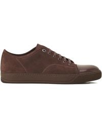 Lanvin - Suede Leather Cap-Toe Sneakers - Lyst