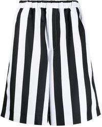 COMME DES GARÇON BLACK - Striped-print Knee-length Shorts - Lyst