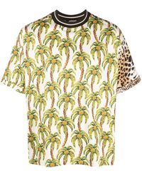 Roberto Cavalli - Leopard-print Panel T-shirt - Lyst
