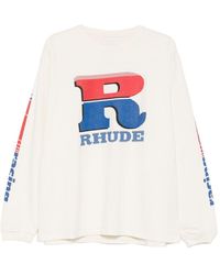 Rhude - T-Shirt Petrol À Logo Et Manches Longues - Lyst