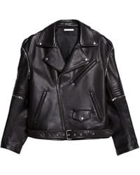 Helmut Lang - Belted Leather Biker Jacket - Lyst