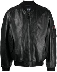 Raf Simons - Logo-patch Leather Bomber Jacket - Lyst