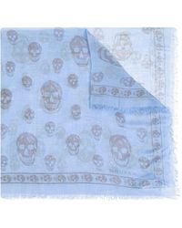 McQueen - Skull-Print Fringed Scarf - Lyst