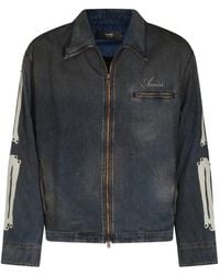 Amiri - Skels Leather-Patch Denim Jacket - Lyst