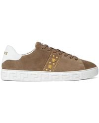 Versace - Greca Embellished Suede Sneakers - Lyst