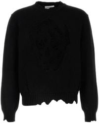 McQueen Distressed Sweater in Black for Men | Lyst