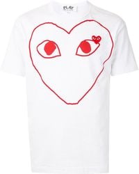 COMME DES GARÇONS PLAY - Short Sleeve Heart Print T-shirt - Lyst