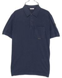 Moncler - Leather-Logo Cotton Polo Shirt - Lyst