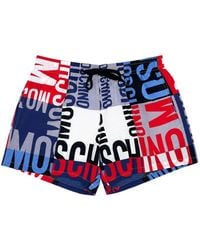 Moschino - Logo-Print Drawstring Swim Shorts - Lyst