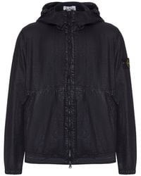 Stone Island - Lined Hooded Jacket With Adjustable Drawcord - Lyst