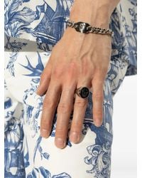 McQueen - Skull-Embossed Signet Ring - Lyst