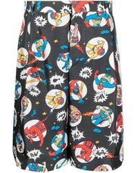 Moschino - Comic-Print Silk Shorts - Lyst